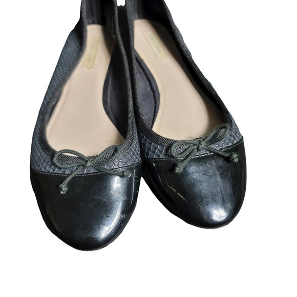 Cole Haan Ballet Flats 6.5 B Black Leather Snakeskin Bow Classic Capsule Basics - Picture 3 of 7